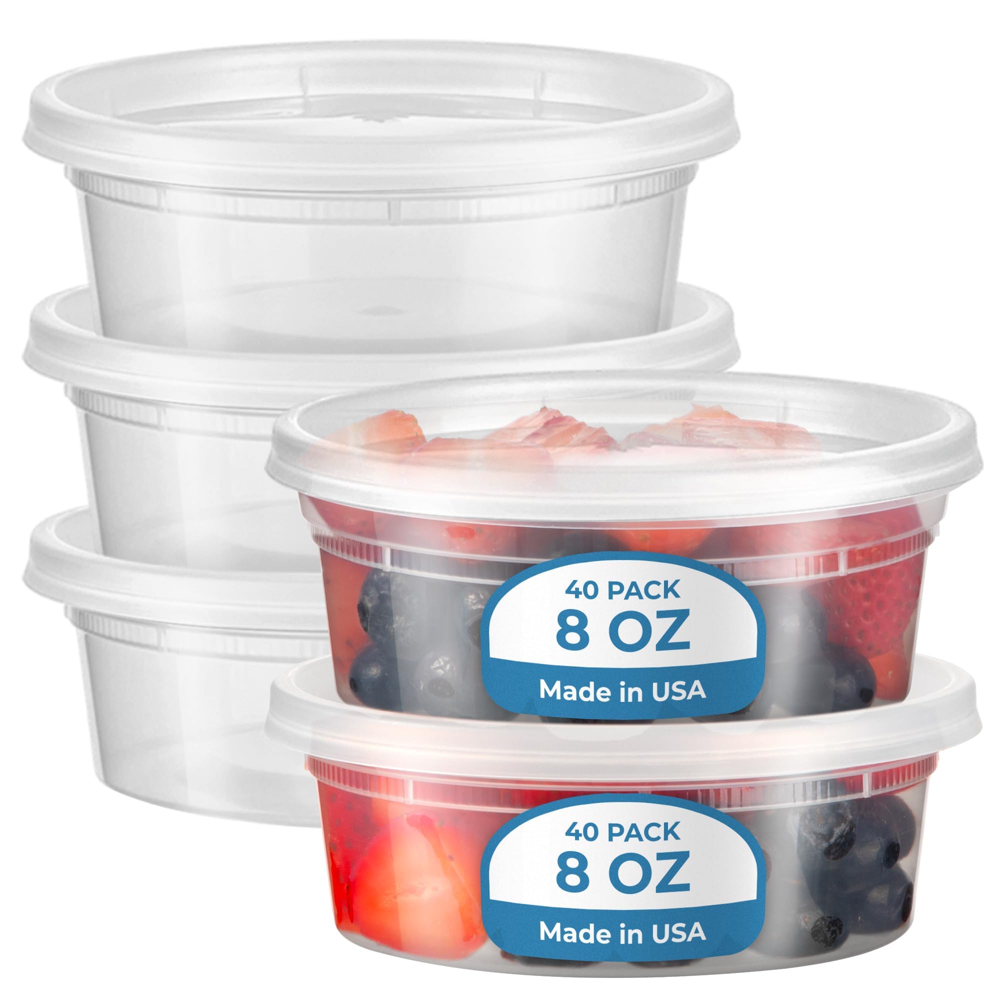 Amazon | Fit Meal Prep 40個パック 8オンス 蓋付きデリ容器 米国製